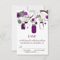Pots et fleurs de Mason violet carte RSVP de maria