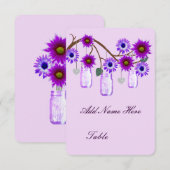 Pots Mason Fleurs Violettes Carte de Table (Devant / Derrière)