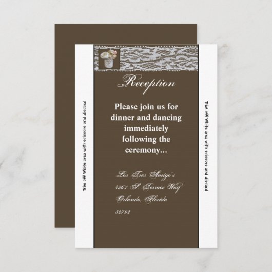 Pots Mason pour carte de réception 3,5x7 avec rose (Devant / Derrière)