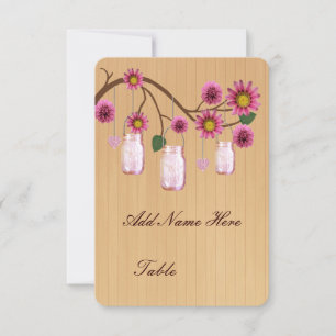 Pots Mason Roses Rustiques de Table Cartes de Plac