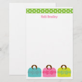 Pots Polka - Papier à lettres personnalisées (Devant / Derrière)