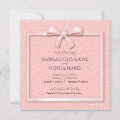 Pots roses Twin Girls Baby Photo Faire-part de nai (Dos)