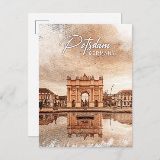 Potsdam Duitsland Kleurenpotlood Reizen Briefkaart (Voorkant / Achterkant)