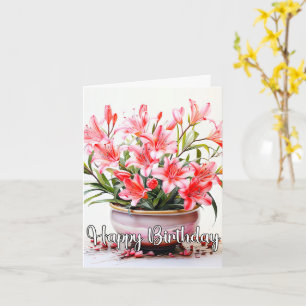 Potted Blooming Lily Flower Illustratie Kaart