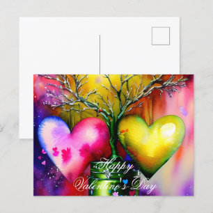 Potted boom en harten valentijn briefkaart