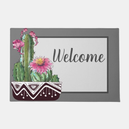 Potted Cacti Welcome Deurmat (Voorkant)