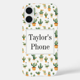 Potted Cactus op wit iPhone 16 Hoesje