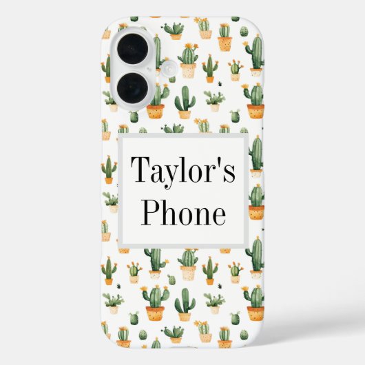 Potted Cactus op wit Case-Mate iPhone Case (Achterkant)