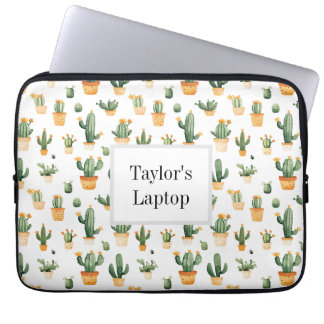 Potted Cactus op wit Laptop Sleeve