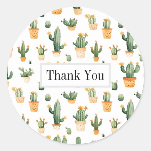 Potted Cactus op wit Ronde Sticker (Voorkant)