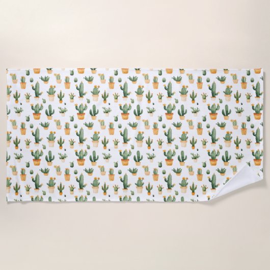 Potted Cactus op wit Strandlaken (Voorkant)