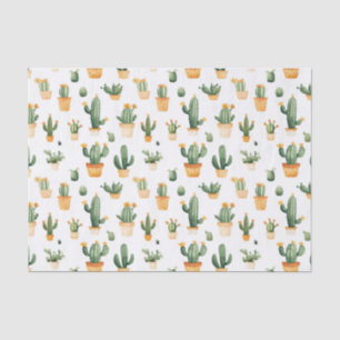 Potted Cactus op wit Tissuepapier