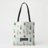 Potted Cactus Succulent Pattern Personalized Draagtas (Voorkant)