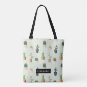 Potted Cactus Succulent Pattern Personalized Draagtas (Achterkant)