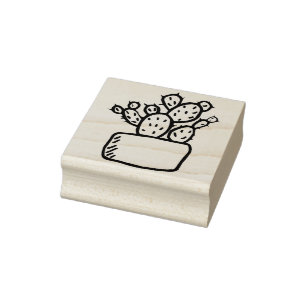 Potted Cactus Succulent Plant Line Art Tekening Rubberstempel