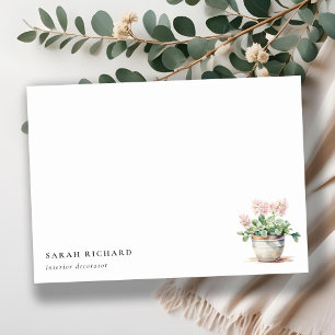 Potted Floral House Planten Waterverf Botanisch Notitiekaartje