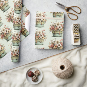 Potted Flowers Gezellig Shabby Cute Patroon Cadeaupapier