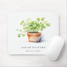 Potted Herb Peterselie Koriander Waterverf Botanis Muismat