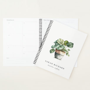 Potted Leafy House Planten Waterverf Botanisch Planner