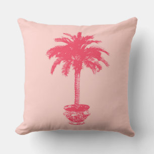 Potted Palm Tree in Shades of Coral Pink Kussen