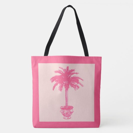 Potted Palm Tree - schoppen van koraalroze Tote Bag (Voorkant)
