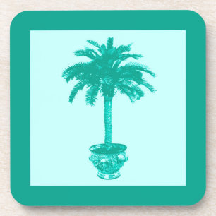 Potted Palm Tree — turquoise en aqua Bier Onderzetter