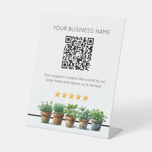 Potted planten QR code business review YELP Reclamebord Met Voetstuk (Voorkant)