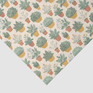 Potted Plants Botanische Illustratie Stijl Medium Tissuepapier
