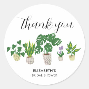 Potted Plants Bruidsfeest Groene Dank je Ronde Sticker