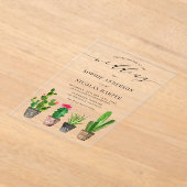 Potten Succulenten en Cactus Boho Bruiloft Acryl Uitnodigingen (Laagn)