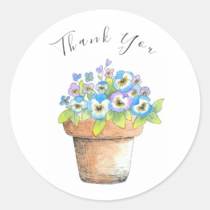 Potten Waterverf Pansies Classic Ronde Sticker