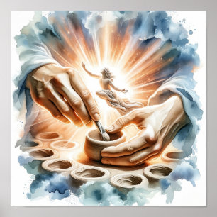 Potter en Clay Christelijk Art Poster