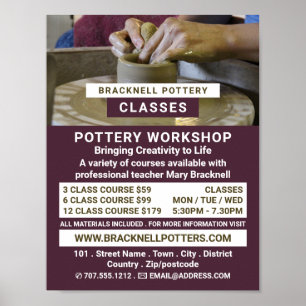 Potter's Wheel, Aardewerk lessen, Potters Adverten Poster
