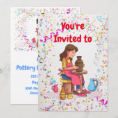Pottery Birthday Party Invitation Kaart (Voorkant / Achterkant)