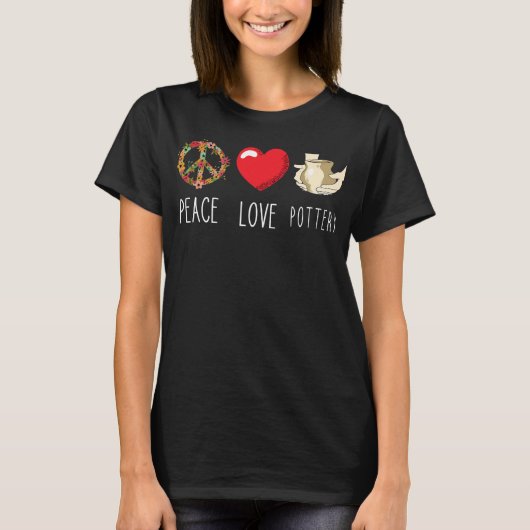 Pottery Love Peace Flower Pottering Pot Making T-shirt (Voorkant)
