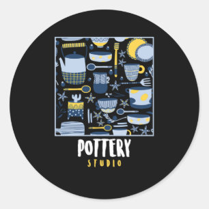 Pottery Studio Ceramics Porcelain Sculpting Gift Ronde Sticker