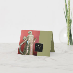 Pottery Tea Pot Note Kaart w/Monogram