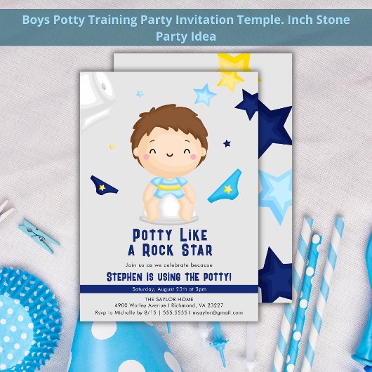 Potty Like A Rock Star Boys Pee Training Party Kaart