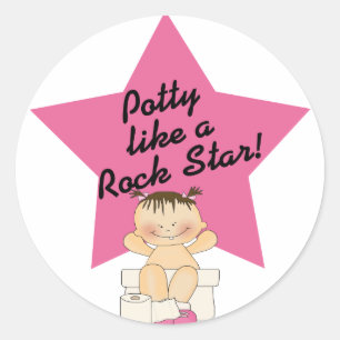 Potty like a Rock Star Girl Ronde Sticker