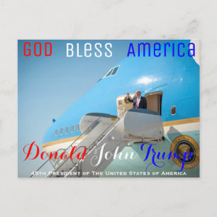 POTUS Donald Trump waving Air Force One USA Briefkaart