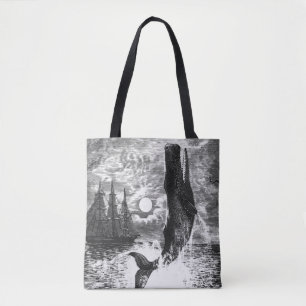Potvis doorbreekt het wateroppervlak, Oudefotoseri Tote Bag