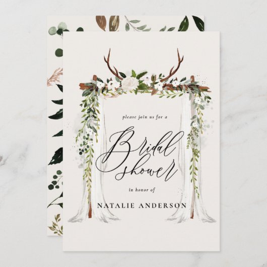 Poubelle rustique et feuillage nuptiale invitation (Devant / Derrière)