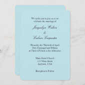 Poudre Bleu Blanc Plaine Simple Faire-part de mari (Devant / Derrière)