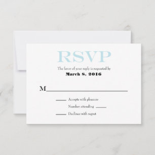 Poudre Bleu Blanc Plaine Simple Mariage Cartes RSV