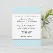 Poudre Bleu Chevron Invitations de mariage (Debout devant)