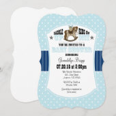 Poudre bleu Cowboy Baby shower Invitation (Devant / Derrière)