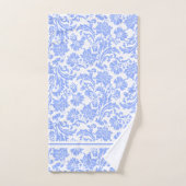 Poudre bleu et blanc Damas florales (Serviette à main)