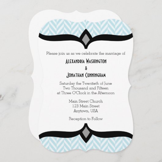 Poudre Bleu Faire-part de mariage Blancs (Devant / Derrière)