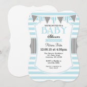 Poudre Bleu Gris Baby shower Invitation (Devant / Derrière)
