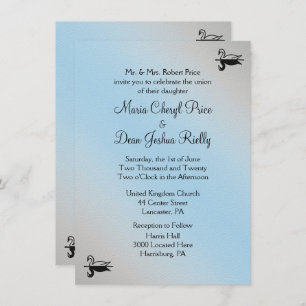 Poudre de cygne bleu mariage invitations